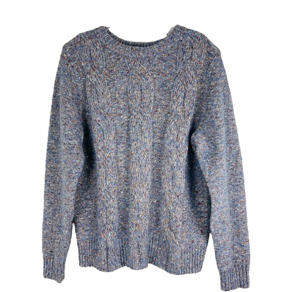 A New Day blue orange speckled cable knit oversized coastal sweater small